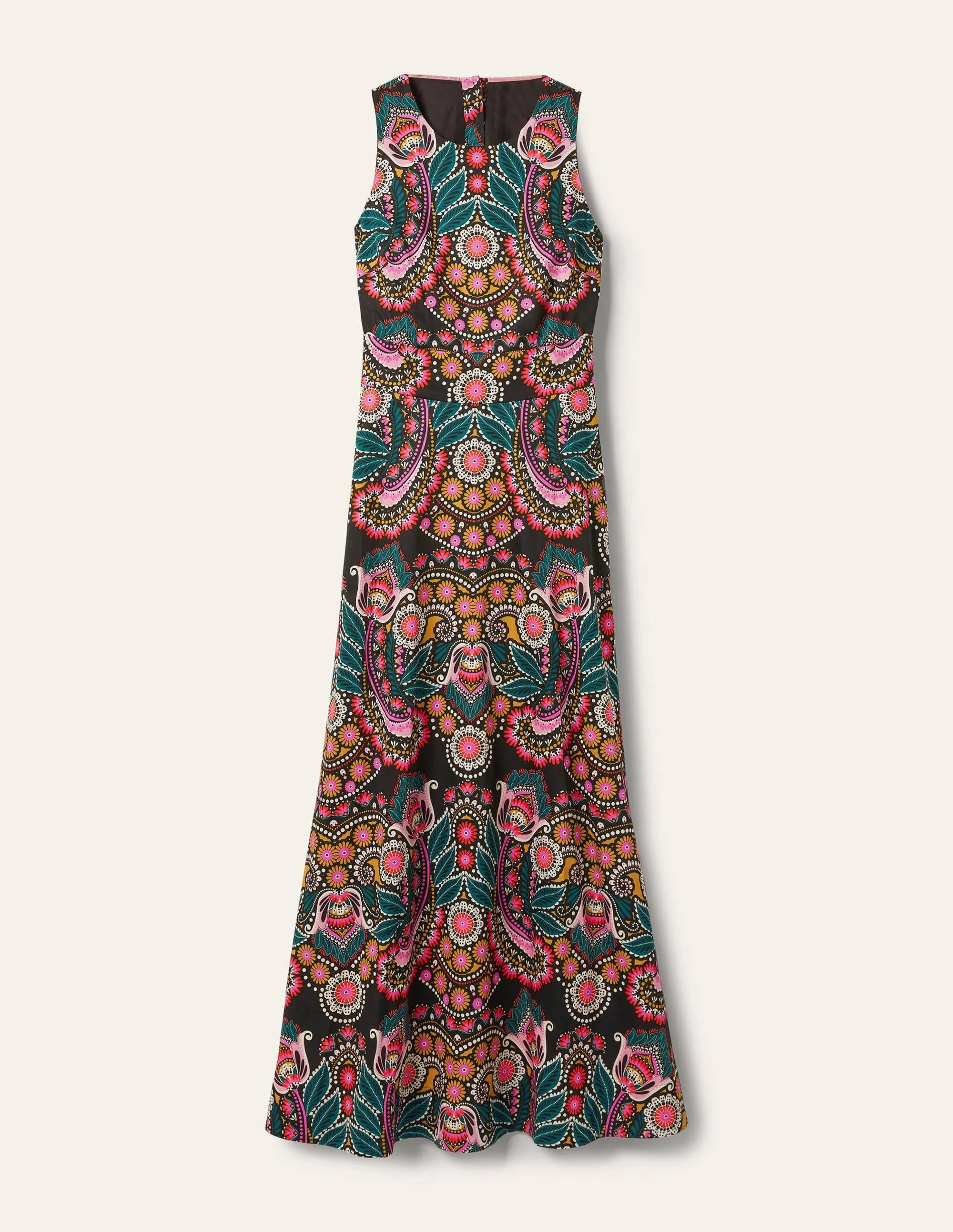 Back Detail Maxi Dress-Black, Daisy Paisley