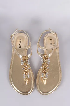 Bamboo Jewels Embellished Thong Flat Sandal