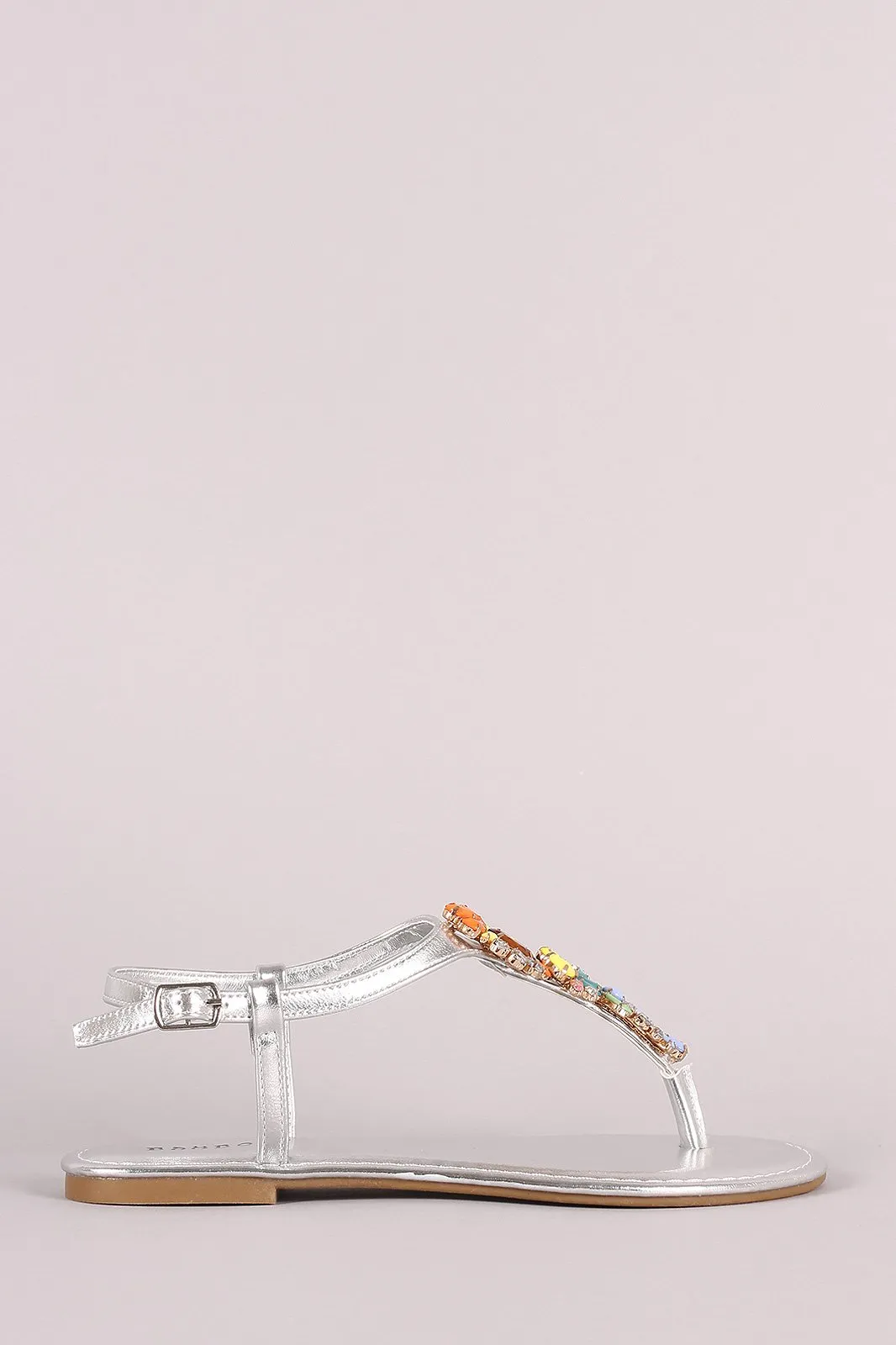 Bamboo Jewels Embellished Thong Flat Sandal