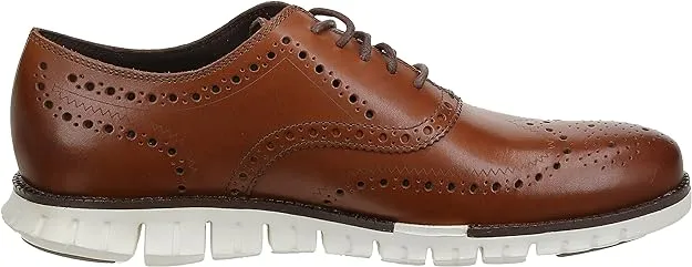 Cole Haan Zerogrand Wing Oxfords British Tan Perforated Leather Lace-Up Sneakers
