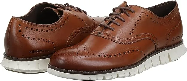 Cole Haan Zerogrand Wing Oxfords British Tan Perforated Leather Lace-Up Sneakers