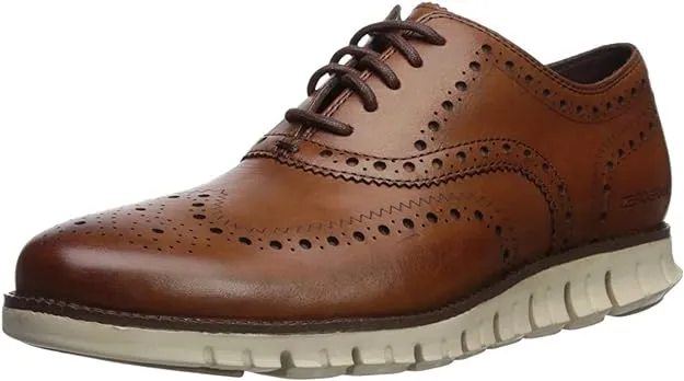Cole Haan Zerogrand Wing Oxfords British Tan Perforated Leather Lace-Up Sneakers