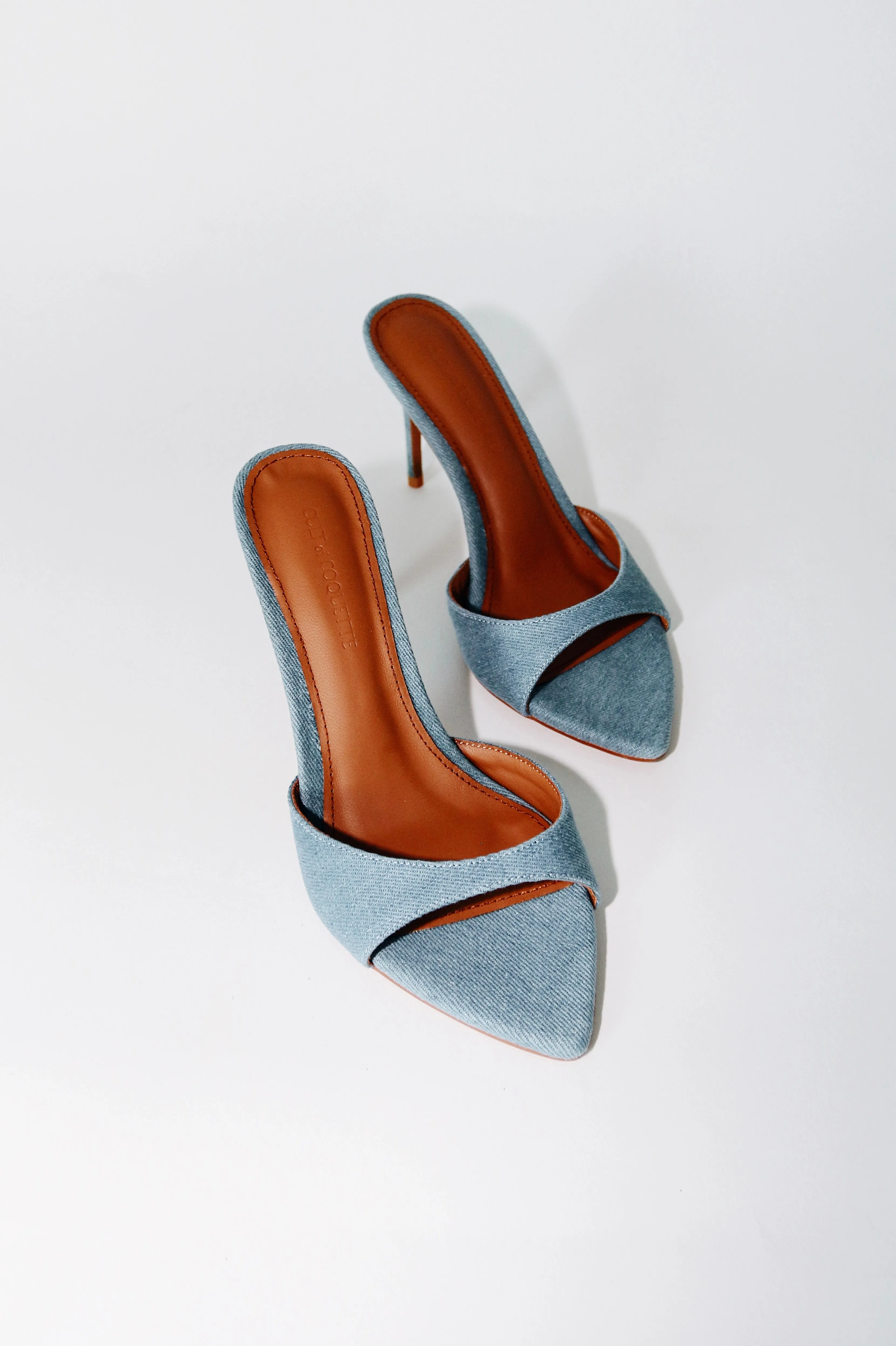 Gia Denim Vegan Mules 80 mm