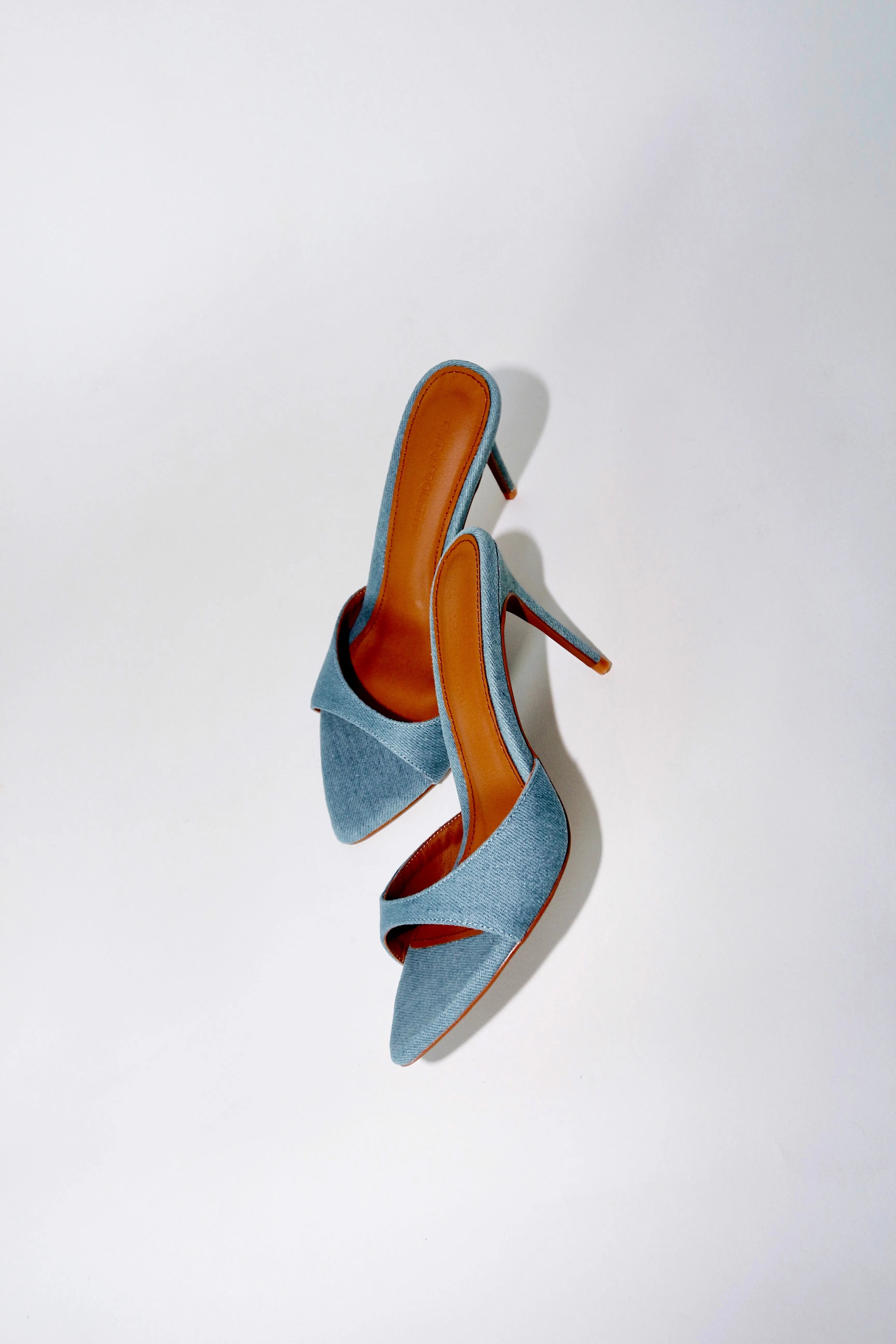 Gia Denim Vegan Mules 80 mm