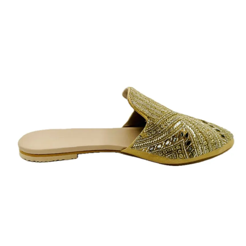 Golden Aura Flat Mules