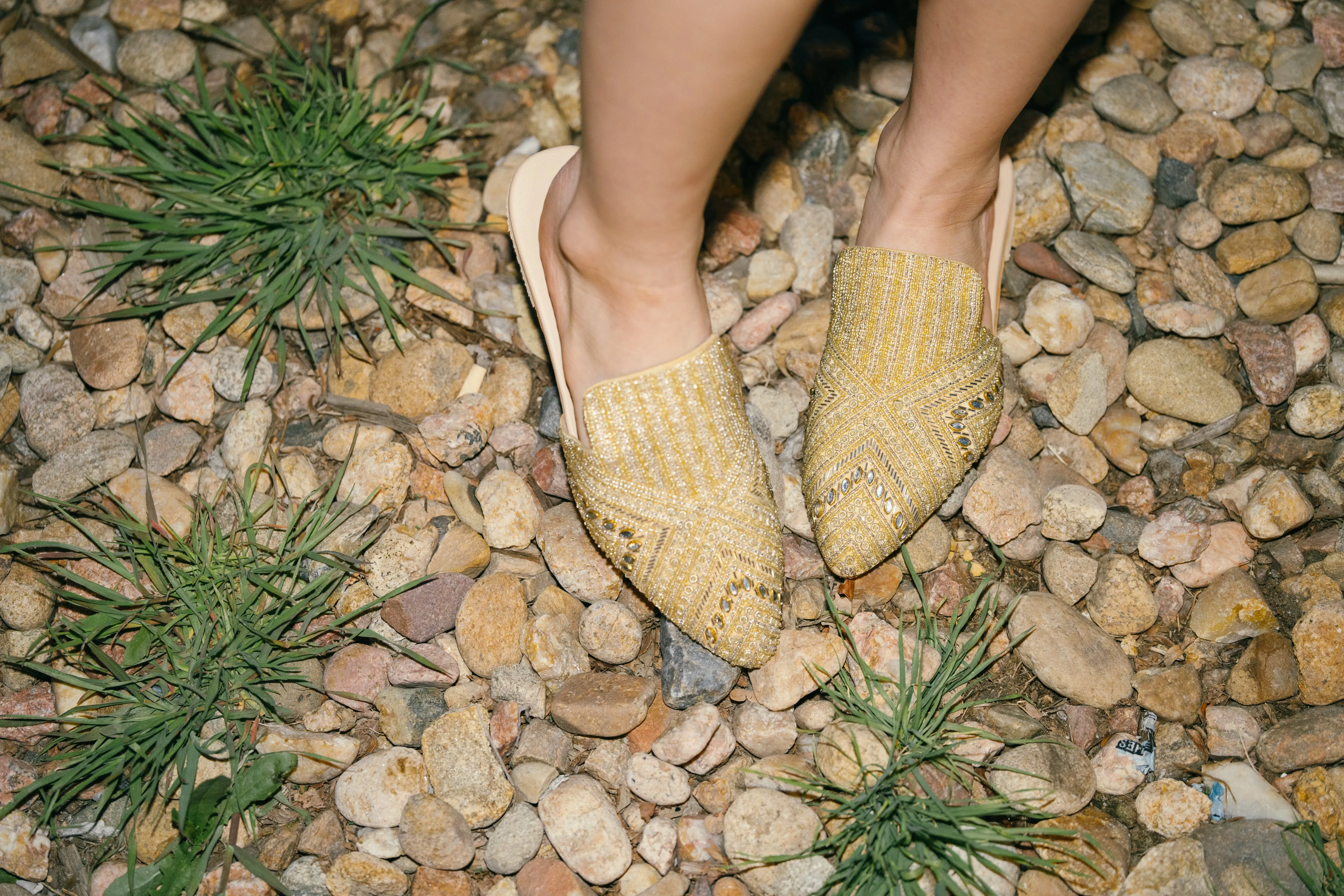 Golden Aura Flat Mules