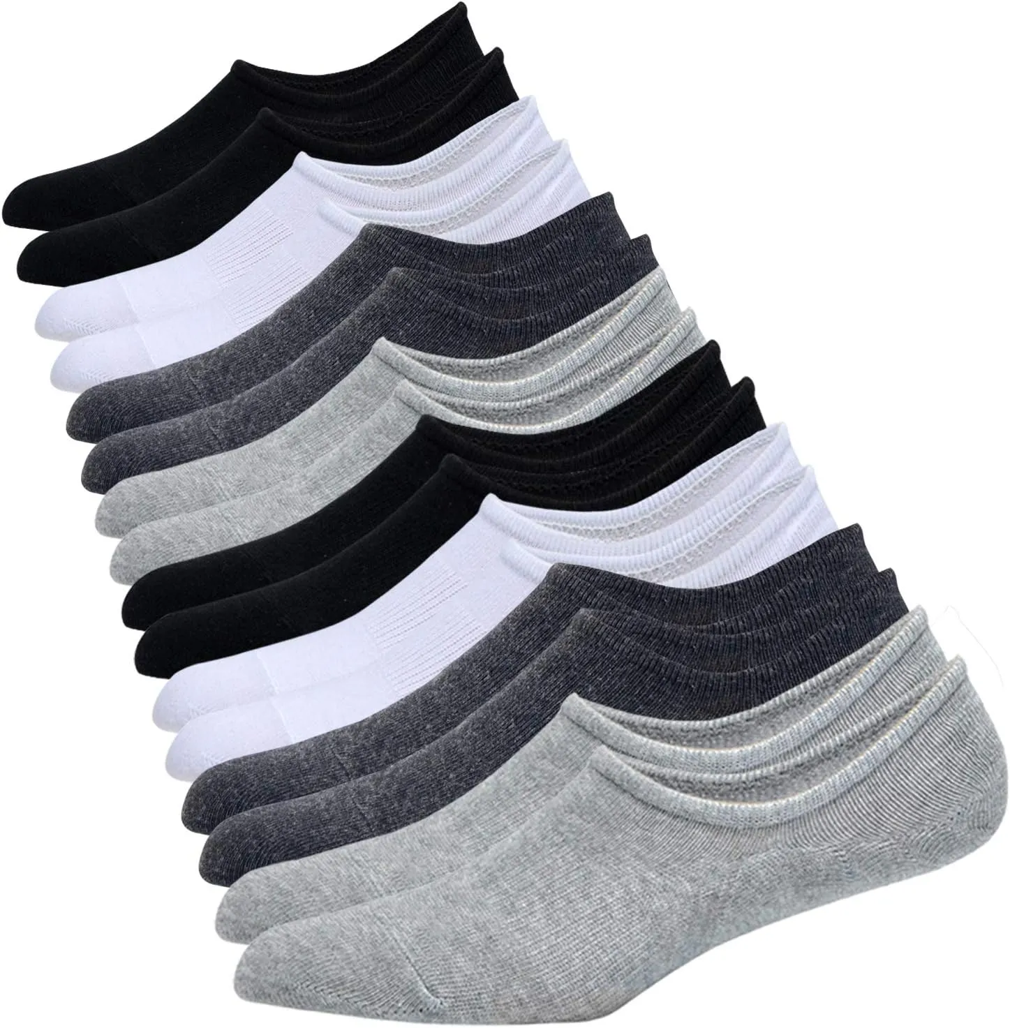 JORMATT Mens No Show Socks Cotton Low Cut Short Casual Socks Men With Non-Slip Grips, 12 Pairs/8 Pairs/6 Pairs
