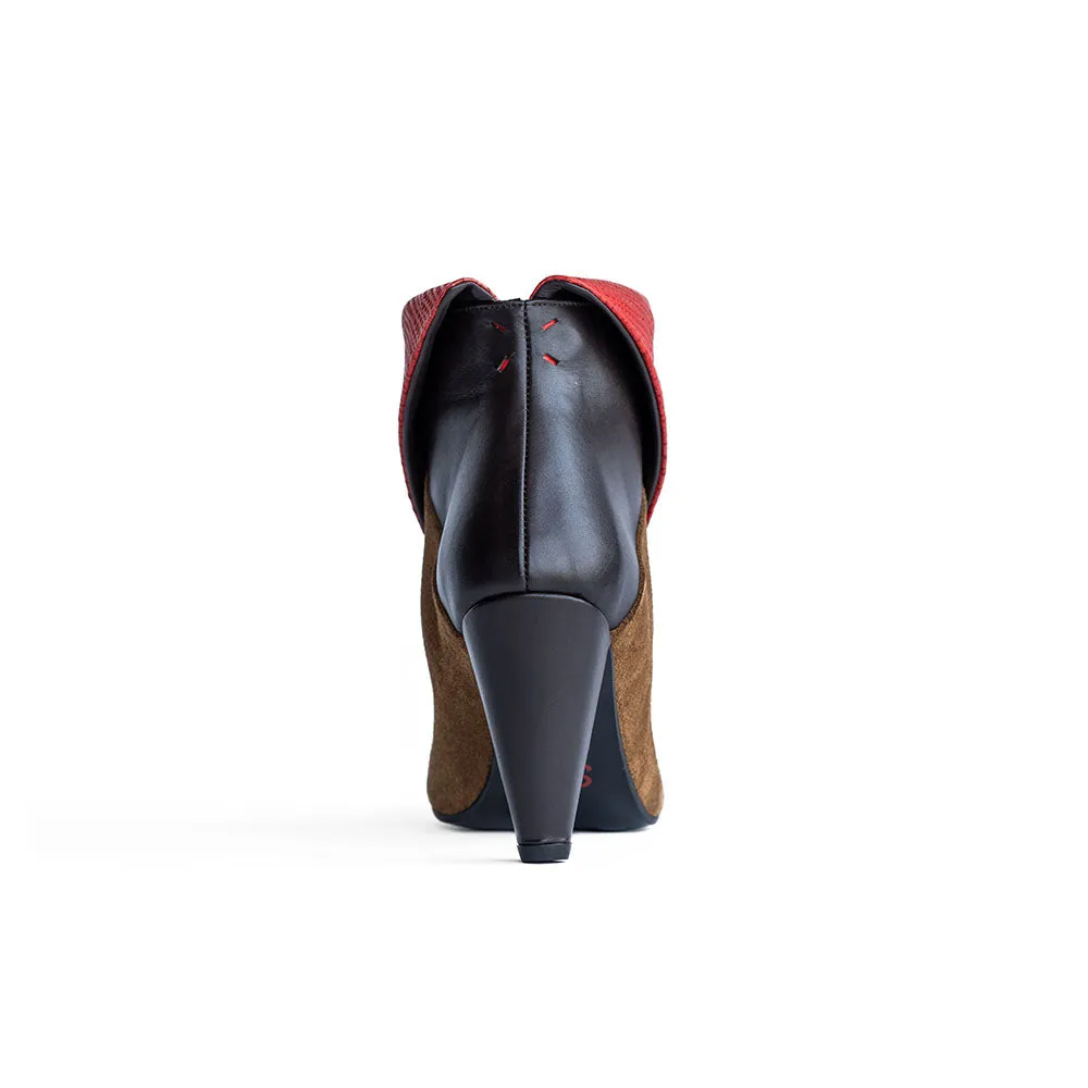 Lise Cognac - Chocolate brown - mixed Coral Red