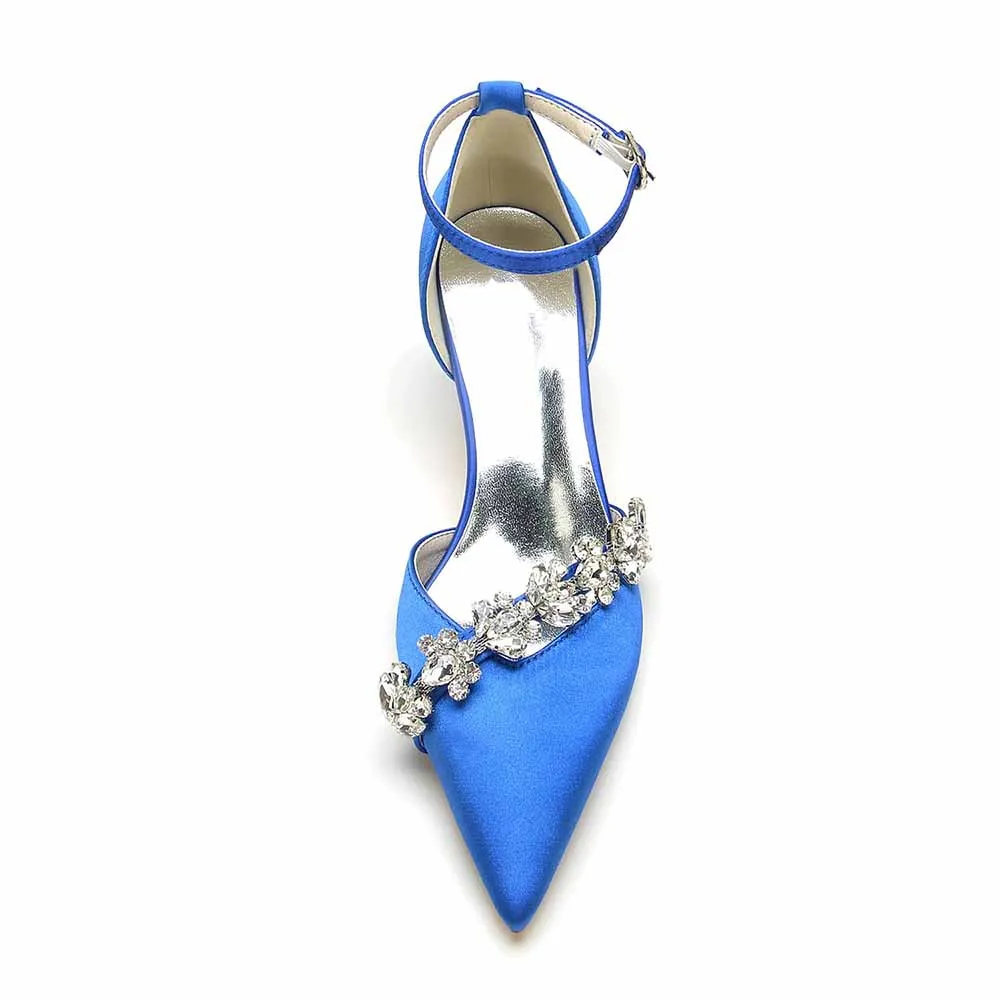 Low Heels Wedding Heels Satin Formal Shoes Ankle Strap Bridal Heels