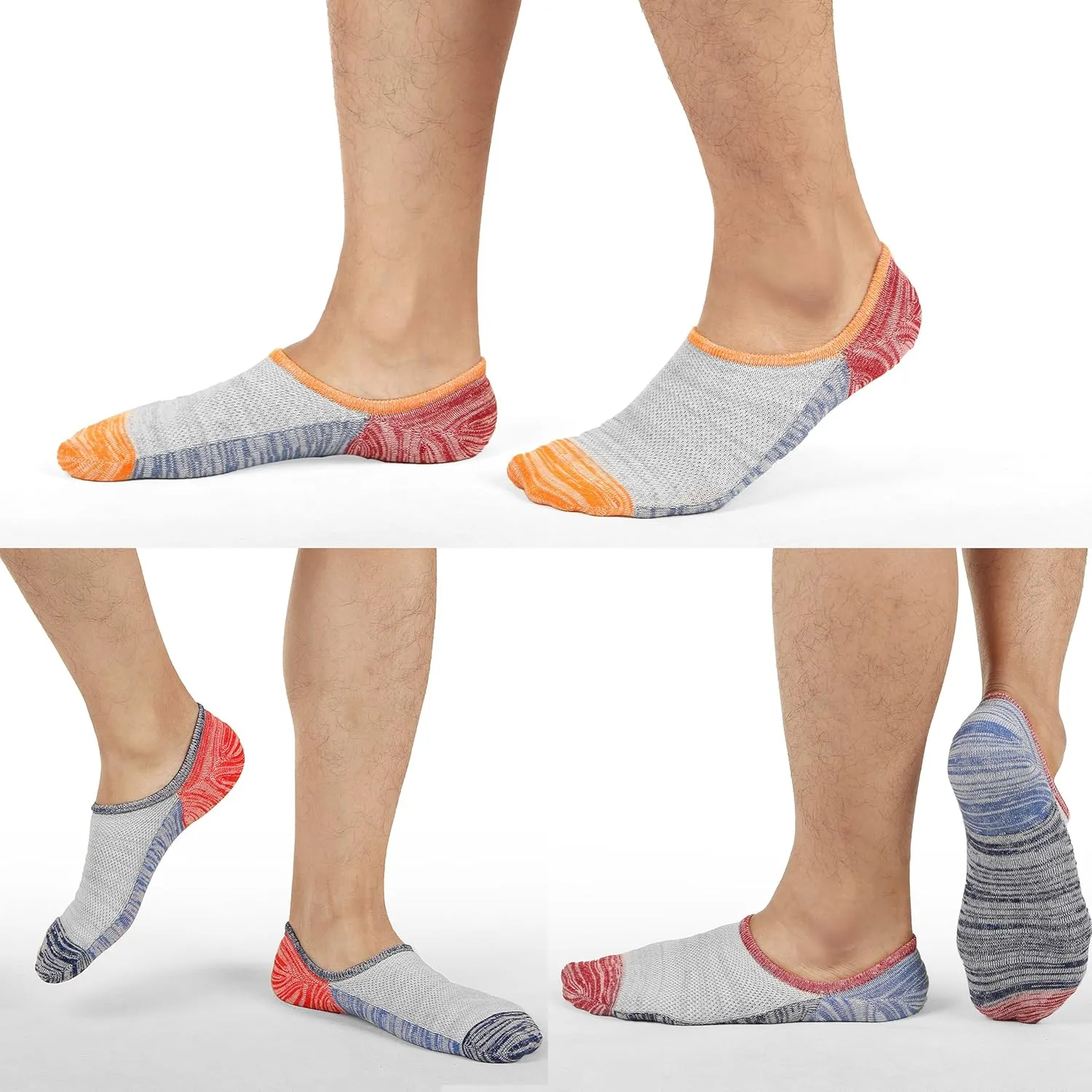 Mottee&Zconia No Show Sock Low Cut Ankle Short Socks for Men Basic Casual Anti-skid Cotton Socks with Non Slip Grips