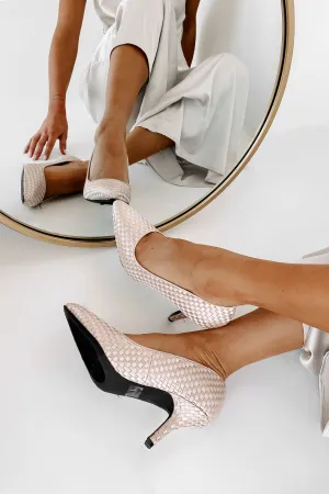 Part Of The Plan Woven Pointed Toe Pumps (Nude)