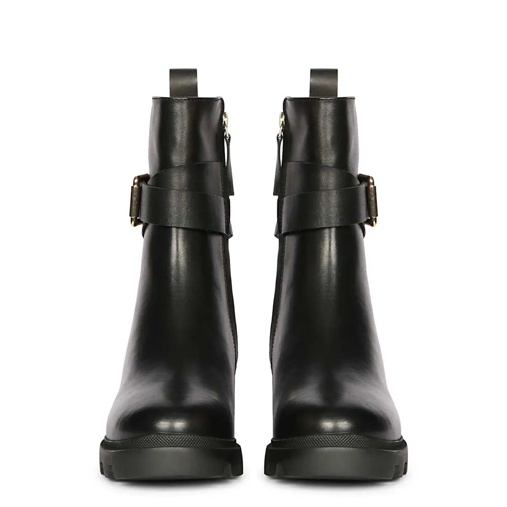 Saint Pamina Black Leather Buckle High Ankle Boots