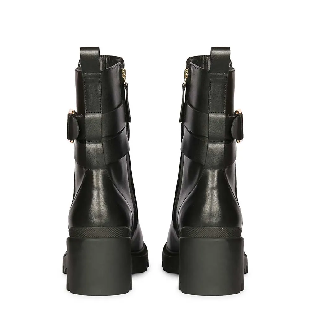 Saint Pamina Black Leather Buckle High Ankle Boots