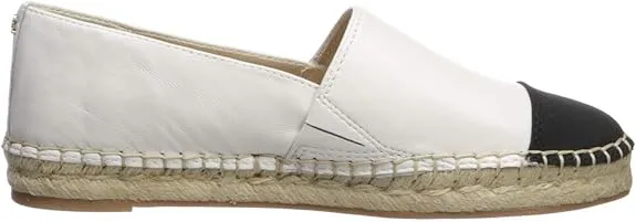 Sam Edelman Krissy White Black/Classic Rounded Cap Toe Slip On Espadrille Flats