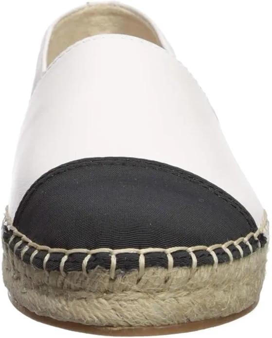 Sam Edelman Krissy White Black/Classic Rounded Cap Toe Slip On Espadrille Flats
