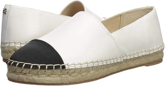 Sam Edelman Krissy White Black/Classic Rounded Cap Toe Slip On Espadrille Flats