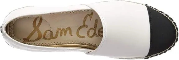 Sam Edelman Krissy White Black/Classic Rounded Cap Toe Slip On Espadrille Flats